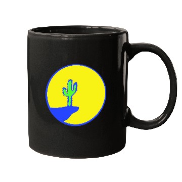 Discover Cactus Moon Evening Mountain Cliff Night Round Sun Mugs