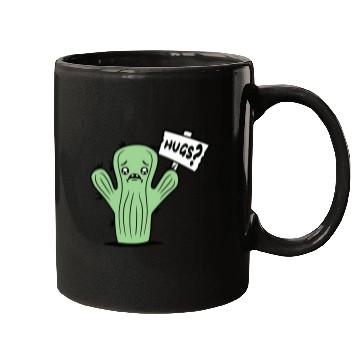 Discover Funny Cactus Sad Face Hugs Sign Lonely Cry Comic Mugs