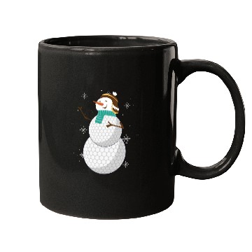 Discover Snowman with Golf Ball Body and Winter Charm Mugs