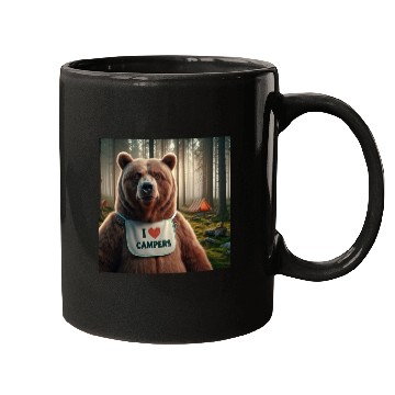 Discover I love campers Grizzly bear with bib Mugs