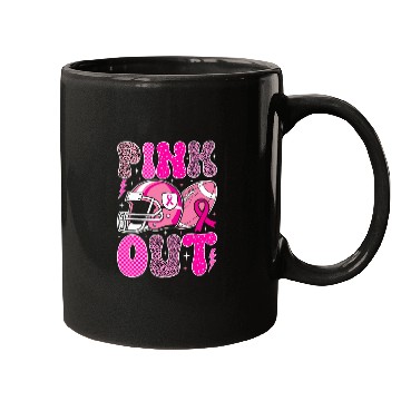 Discover Pink Out Breast Cancer Football Mom Girls Women Mugs