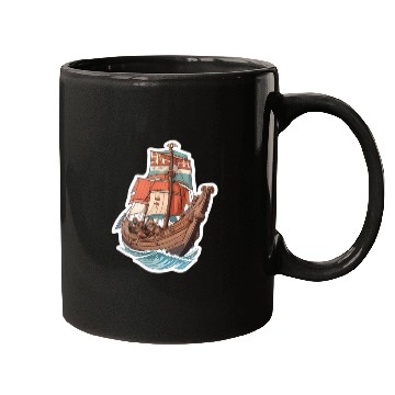 Discover Viking Ship Adventure Art Mugs