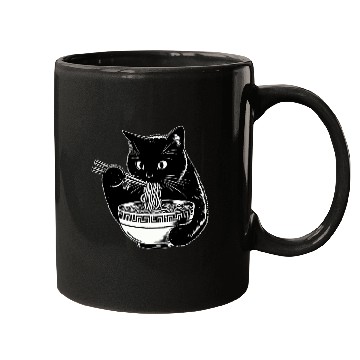 Discover Cat Eating Ramen Noodles Japanese Funny Mugs
