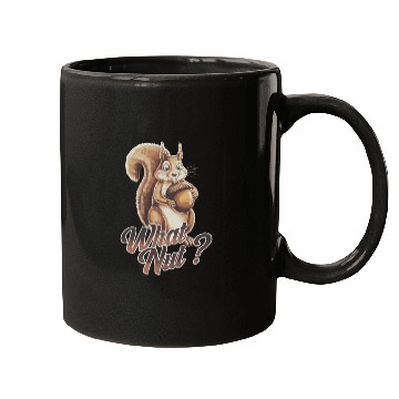Discover Cute Squirrel Holding Acorn What Nut for Mugs