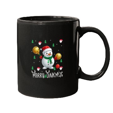 Discover Merry Dinkmas with Christmas Pickleball Snowman Mugs