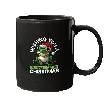 Discover Merry Christmas Frog on Mushroom Cottagecore Mugs