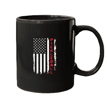 Discover Pickleball US Flag in White and Red Mugs