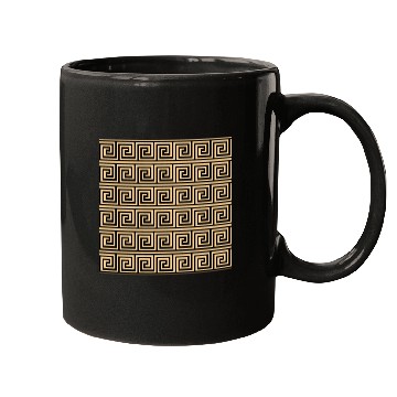 Discover Greek Meander Key Squares Pattern Brown Mugs