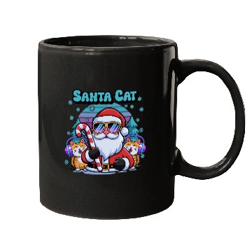 Discover Retro Santa Cartoon - Cool Cats & Candy Cane Vibes Mugs