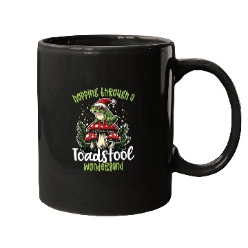Discover Merry Christmas Frog on Mushroom Cottagecore Mugs