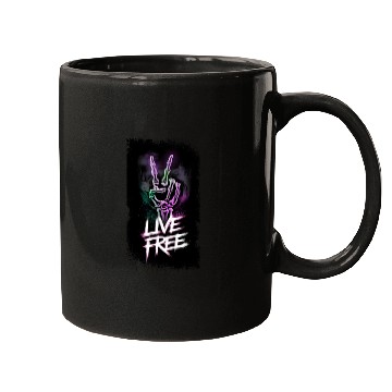 Discover "Live Free Neon Skeleton Hand Design" Mugs