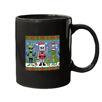 Discover Funny Ugly Christmas Sweater Design – Alien, Robot Mugs