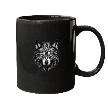 Discover Black and White Geometric Wolf Mugs