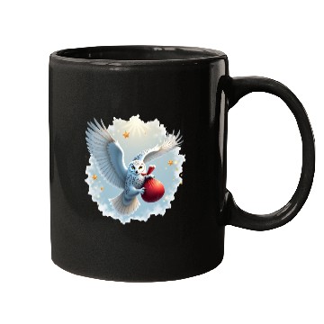 Discover Snowy Owl Carrying Christmas Gift Bag Mugs