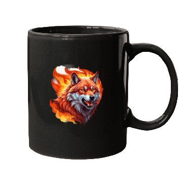 Discover Fiery Wolf with Bright Eyes Mugs
