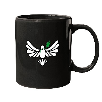 Discover White dove green branch Mugs