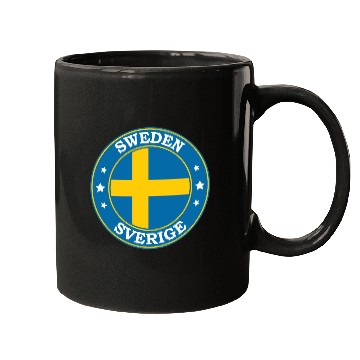 Discover Sweden Flag Round Circle Emblem Mugs