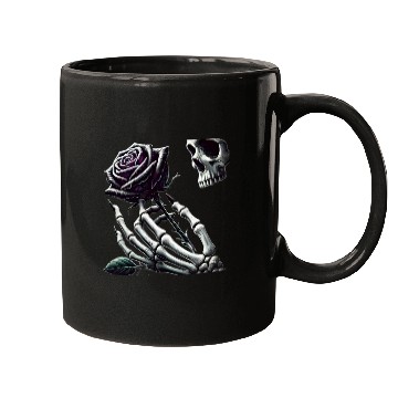 Discover Skeleton Hand Holding a Poisonous Rose Mugs