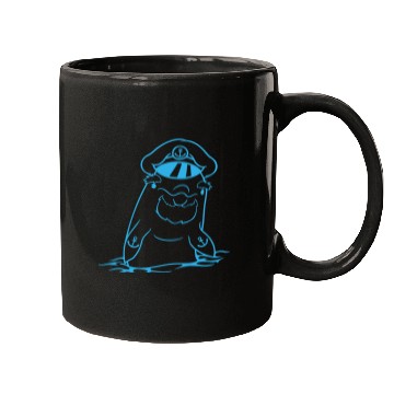Discover Funny Old Dolphin Ship Captain Cute Cartoon Comic Mugs