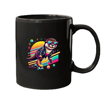 Discover Retro Roller Skating Otter Adventure Mugs