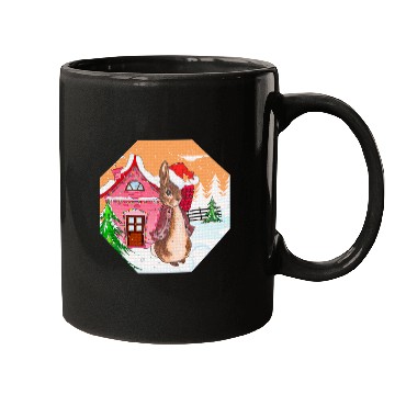 Discover A rabbit walking on Christmas Day Mugs