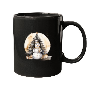 Discover Black Gold Snowman Mugs