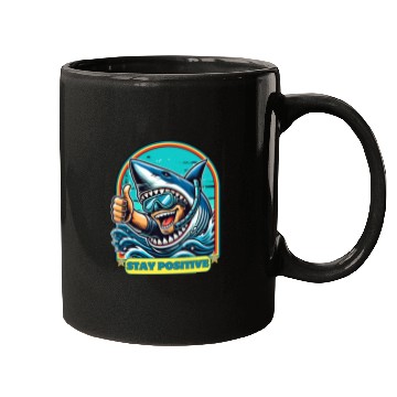 Discover Stay Positive Shark Mugs