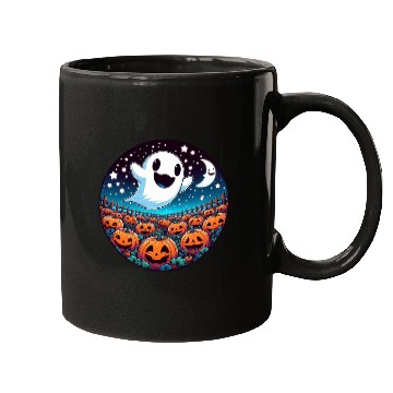 Discover Friendly Ghost in the Pumpkin Patch Mugs