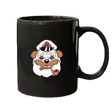 Discover Pug Dog Captain Hat Face Funny Cute Cartoon Comic Mugs