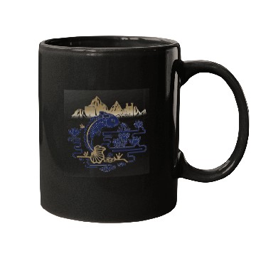 Discover fantasy carp-bird hybrid swimming in a lotus pond Mugs