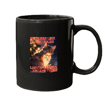 Discover Cat Chewing Lights Like Black Holes Christmas Mugs