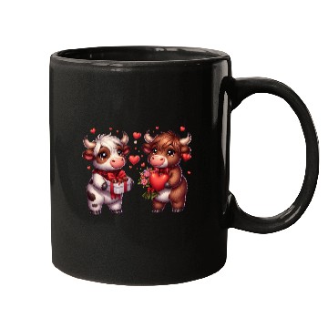 Discover Cute cartoon valentines highland cow Mugs
