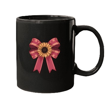 Discover Sunflower on Red Bow With Snowflakes Mugs