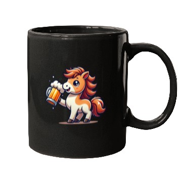 Discover Cute Pony Drinking Beer 3 Mugs