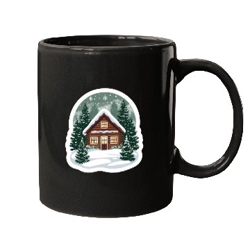 Discover Cozy Cabin in Winter Wonderland Mugs
