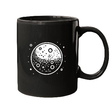 Discover Minimalistic Vector Mars Planet path3 Mugs