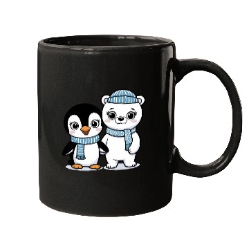 Discover Happy Penguin and Polar Bear Best Friends Mugs