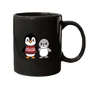 Discover Cute Penguin and Seal Best Buddies Friends Mugs
