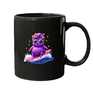 Discover Cosmic Surfing Funky Creature Design Mugs