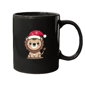 Discover lion cub with christmas hat Mugs