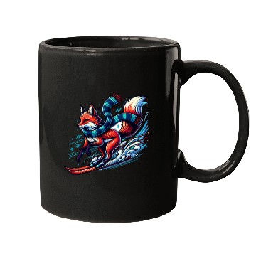 Discover Fox Skiing Adventure in Winter Wonderland Mugs