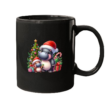 Discover Christmas Hippo Mugs