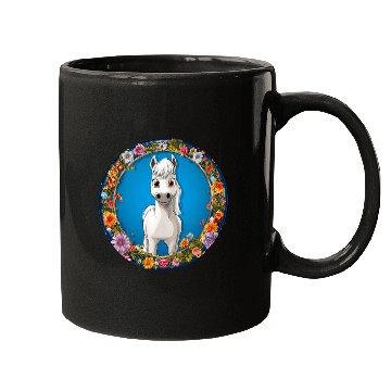 Discover Whimsical White Horse Floral Frame Mugs