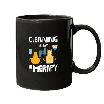 Discover Cleaning Is My Therapy Fun Graphic for Cleaners Mugs