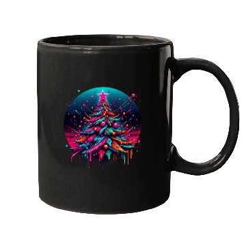 Discover Neon Graffiti Christmas Tree with Bold Spray Paint Mugs