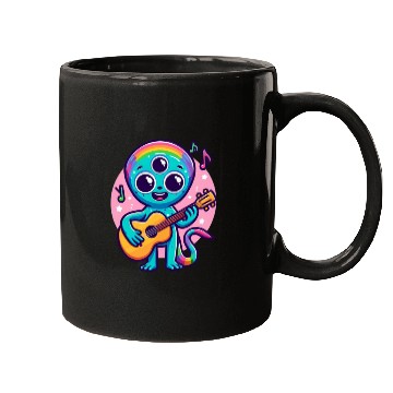 Discover Rainbow Alien Guitarist Mugs