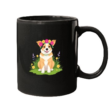 Discover Flower Crown Corgi Mugs