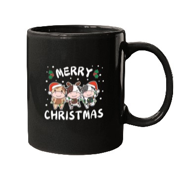 Discover Merry Christmas Cute Cow Festive Lights Cow Mugs