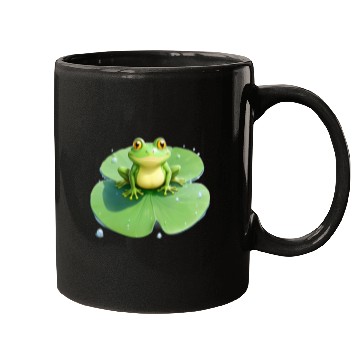 Discover Cheerful Frog on Lily Pad Mugs