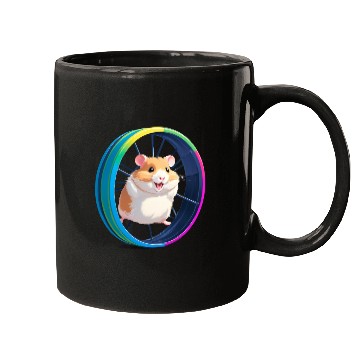 Discover Happy Hamster on Exercise Wheel Mugs